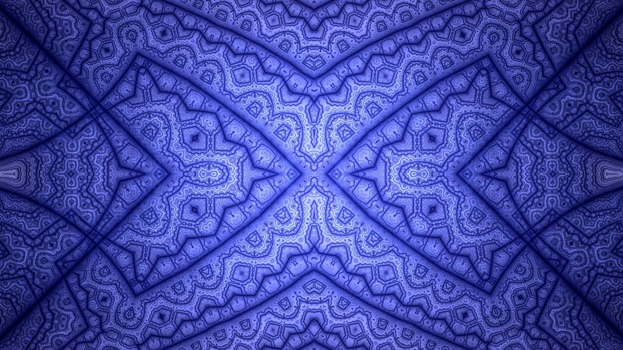 Обои фрактал, линии, узор, синий, абстракция