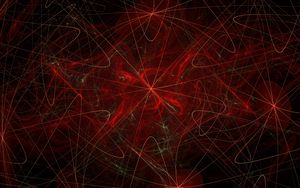 Превью обои фрактал, линии, запутанный, абстракция, красный