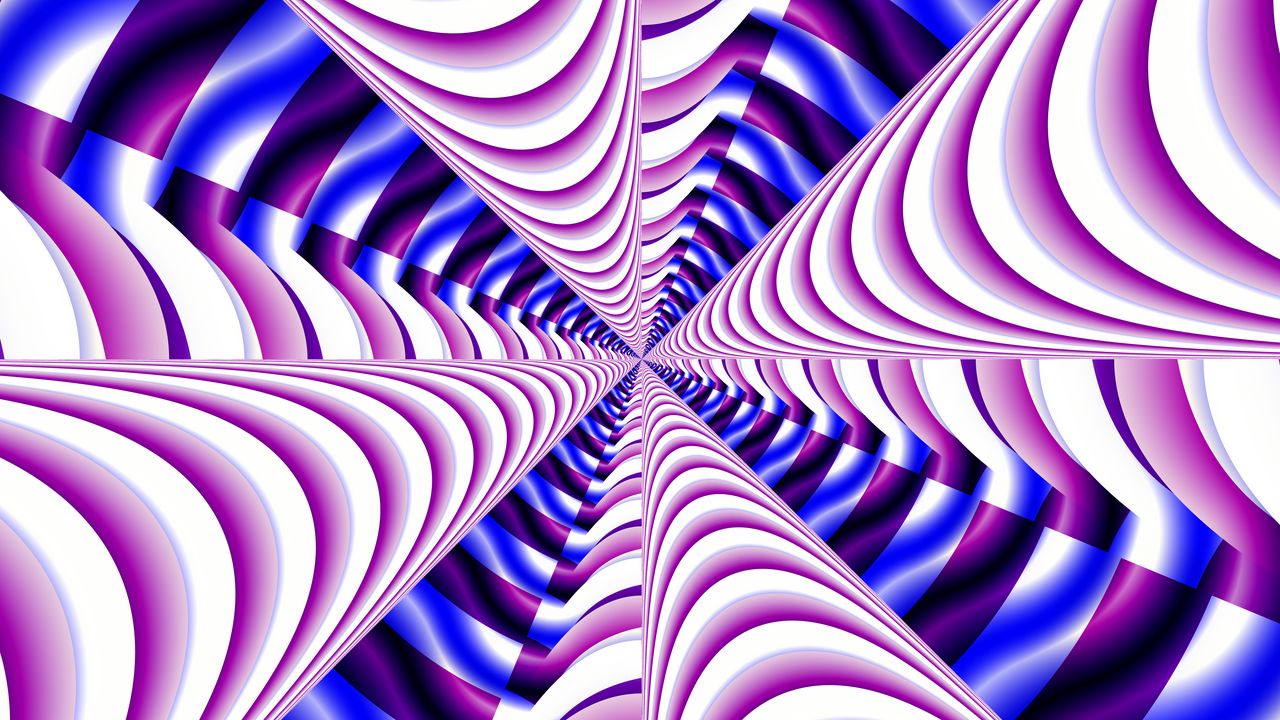 Обои фрактал, полосы, оптическая иллюзия, абстракция, фиолетовый, синий