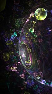 Превью обои фрактал, пузыри, блики, разноцветный, абстракция