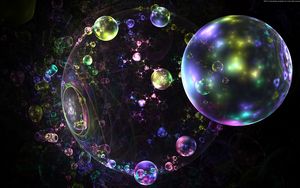 Превью обои фрактал, пузыри, блики, разноцветный, абстракция