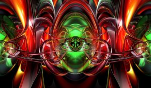 Превью обои фрактал, разноцветный, запутанный, 3d, абстракция
