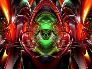 Превью обои фрактал, разноцветный, запутанный, 3d, абстракция