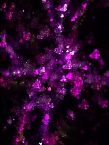 Превью обои фрактал, сердца, блеск, сиреневый