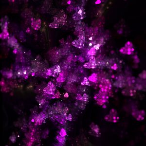 Превью обои фрактал, сердца, блеск, сиреневый