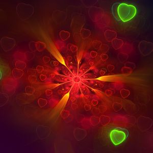 Превью обои фрактал, сердца, яркий, узор, абстракция