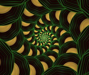 Превью обои фрактал, спираль, узор, абстракция, зеленый, желтый