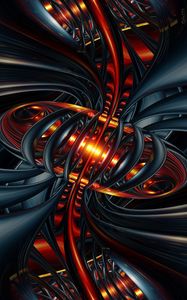Превью обои фрактал, свечение, запутанный, линии, 3d