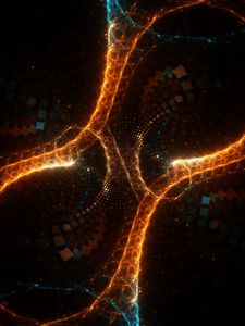 Превью обои фрактал, свечение, запутанный, темный, абстракция