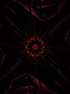 Превью обои фрактал, темный, абстракция, черный, красный