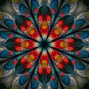Превью обои фрактал, цветок, абстракция, лепестки, разноцветный