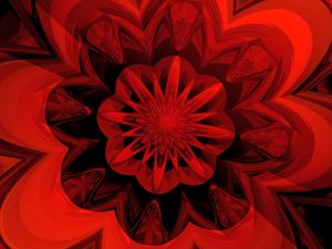 Превью обои фрактал, цветок, красный, цифровой, абстракция