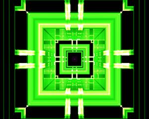 Превью обои фрактал, узор, геометрический, квадраты, линии, зеленый