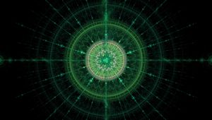 Превью обои фрактал, узор, круги, линии, зеленый