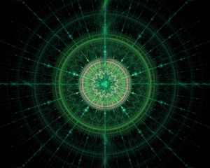 Превью обои фрактал, узор, круги, линии, зеленый