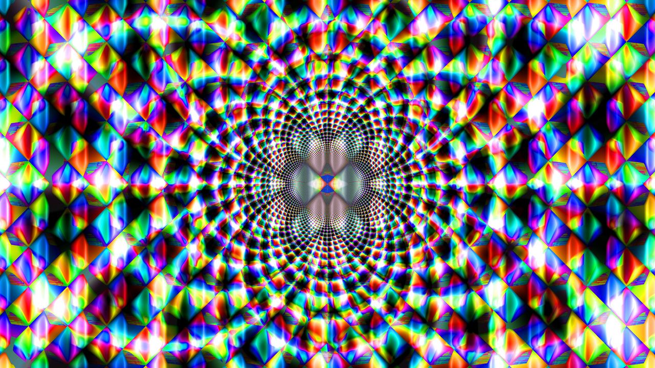 Обои фрактал, узор, разноцветный, абстракция, оптическая иллюзия