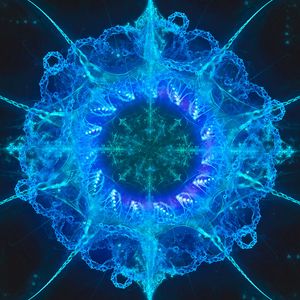 Превью обои фрактал, узор, свечение, синий, абстракция
