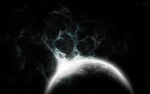 Превью обои фрактал, узоры, планета, темный
