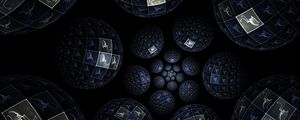 Превью обои фрактал, узоры, шары, погружение, темный