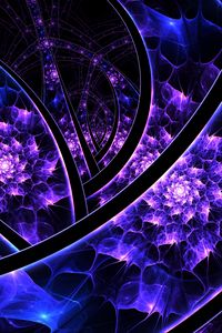 Превью обои фрактал, запутанный, линии, свечение, абстракция