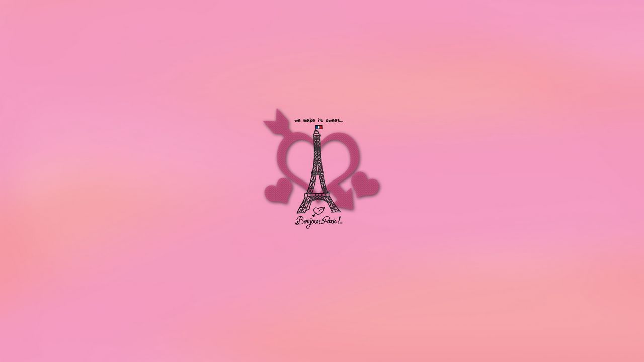 Обои франция, розовый, сердце, эйфелева башня, париж