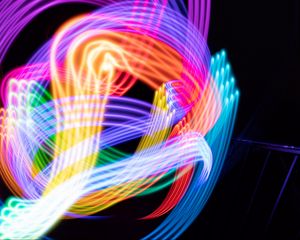 Превью обои фризлайт, длинная выдержка, разноцветный, линии, свечение