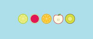 Превью обои фрукты, яблоко, круги, лайм, киви, арбуз, апельсин