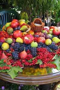 Превью обои фрукты, ягоды, стол, много