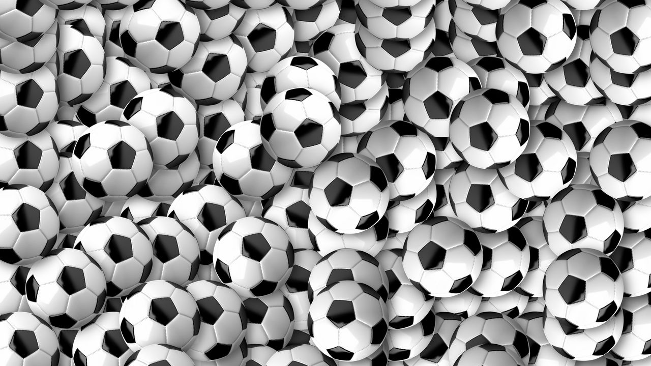 Обои футбольные мячи, футбол, текстура, множество