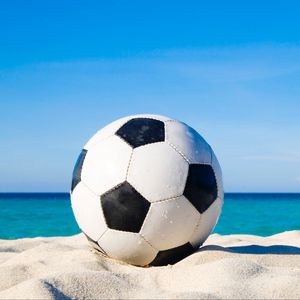Превью обои футбольный мяч, футбол, песок