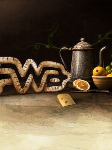 Превью обои fwa, еда, чайник, стол