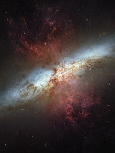 Превью обои галактика, космос, звезды, звездообразование, мессье 82, m82
