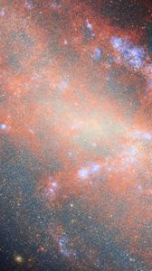 Превью обои галактика, звезды, туманность, космос, вселенная, оранжевый