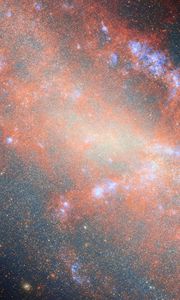 Превью обои галактика, звезды, туманность, космос, вселенная, оранжевый