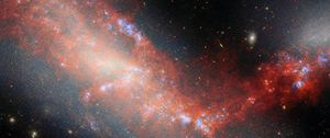 Превью обои галактика, звезды, туманность, космос, вселенная, оранжевый