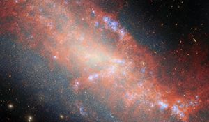 Превью обои галактика, звезды, туманность, космос, вселенная, оранжевый