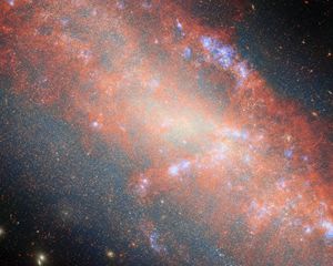Превью обои галактика, звезды, туманность, космос, вселенная, оранжевый