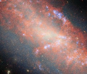 Превью обои галактика, звезды, туманность, космос, вселенная, оранжевый