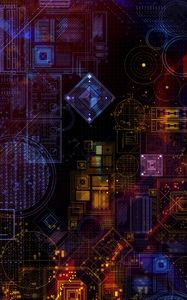 Превью обои геометрический, формы, градиент, темный, пятна