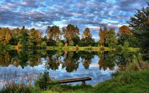 Превью обои германия, озеро, небо, трава, деревья