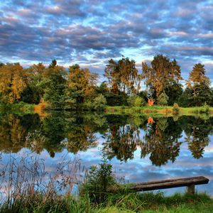 Превью обои германия, озеро, небо, трава, деревья