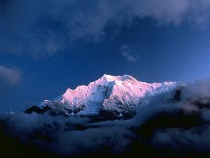 Превью обои гималаи, непал, горы, вершина, облака, снег