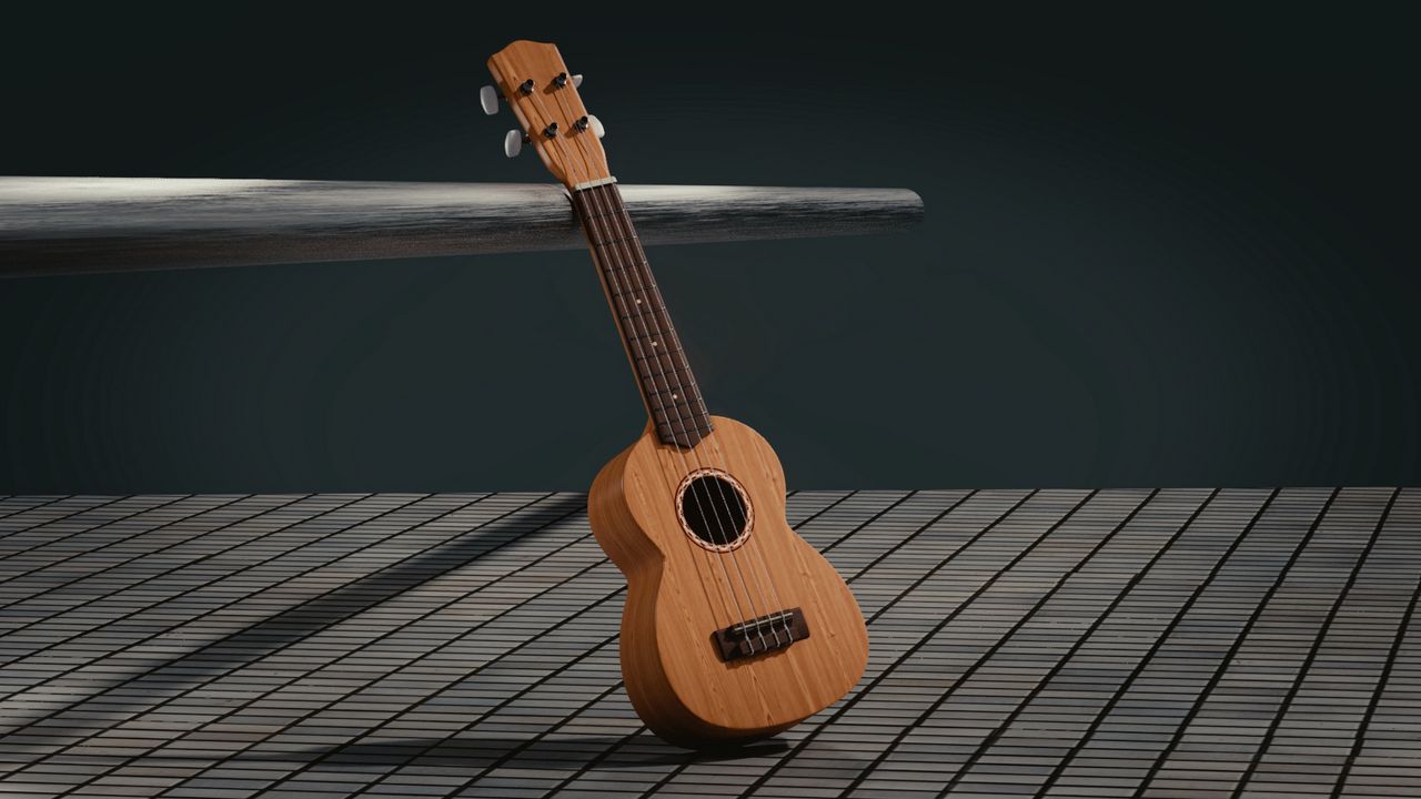 Обои гитара, 3d, пространство, музыкальный инструмент