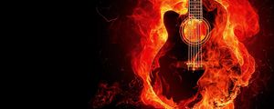 Превью обои гитара, огонь, фотошоп, пламя