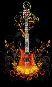 Превью обои гитара, огонь, свет