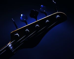 Превью обои гитара, струны, музыка, темный, синий