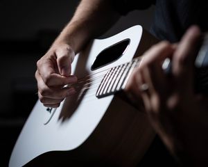 Превью обои гитара, струны, музыка, рука, тень