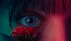 Превью обои глаз, цветок, девушка, крупным планом, лицо
