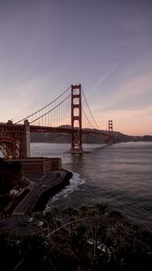 Превью обои golden gate, мост, вода, берег, дорога