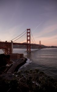 Превью обои golden gate, мост, вода, берег, дорога